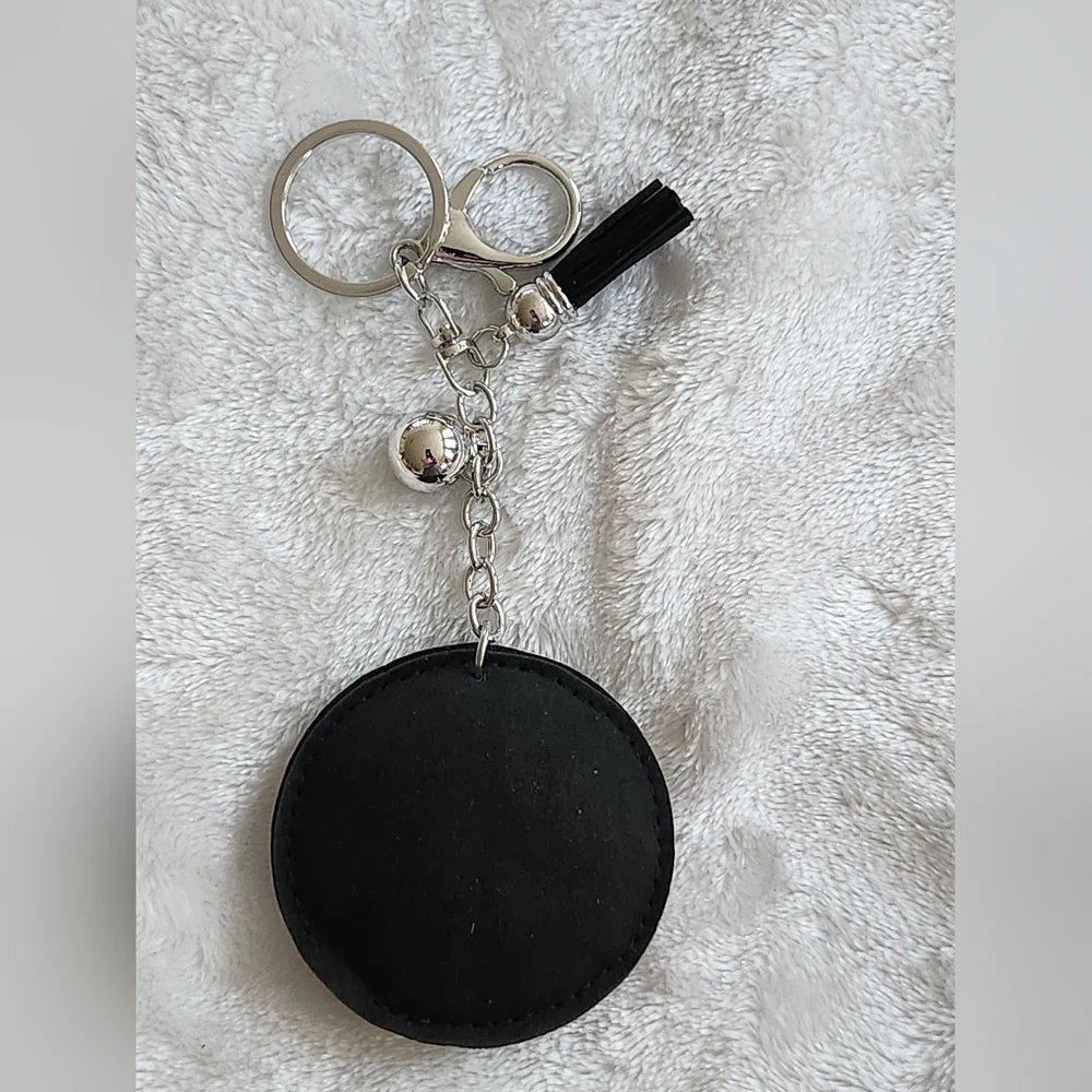 Leopard Print 8 Ball Keychain with Rhinestones Bag Charm